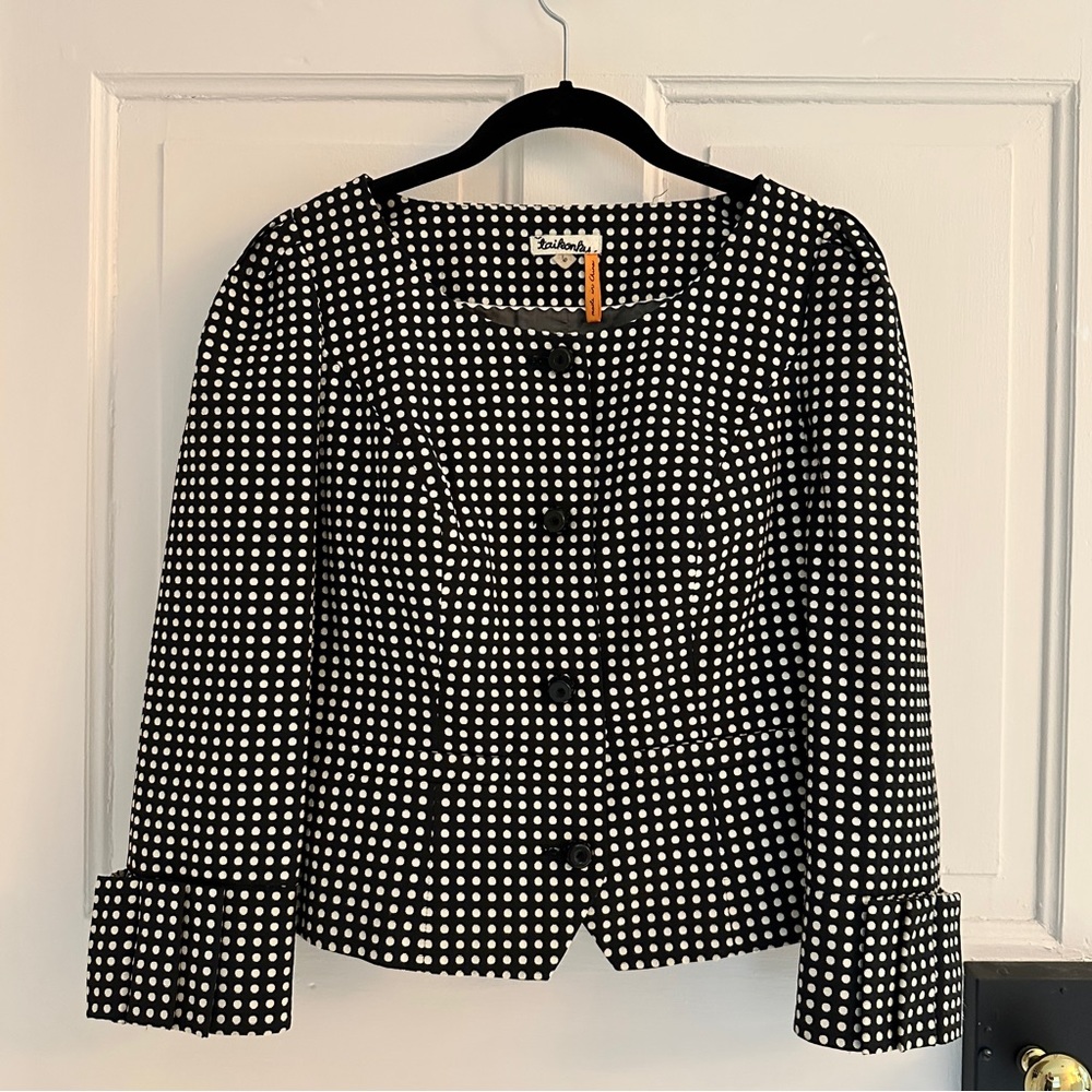 Taikonhu (Anthropologie) black & white polka dot jacket